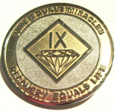 Narcotics Anonymous NA GOLD SILVER 9 Year Medallion Chip Coin Token