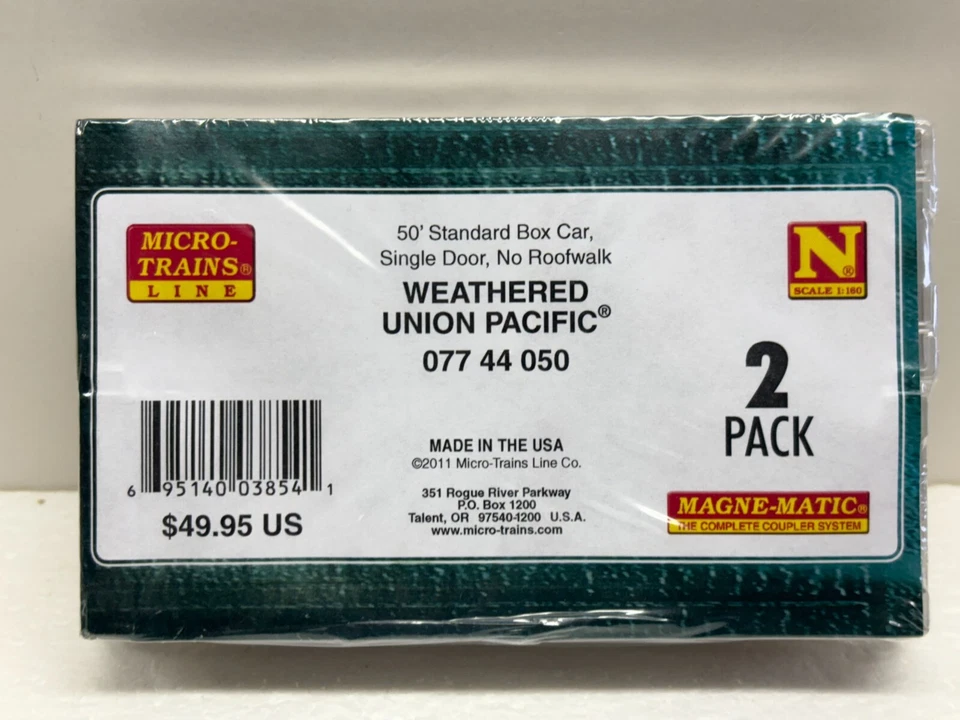 N Scale Micro Trains MTL 077 44 050 Union Pacific Weathered Box Car 2-Pack - Image 3 of 3