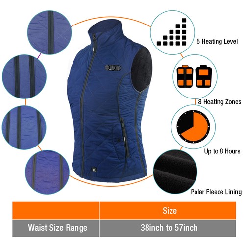 ARRIS Heated Vest for Women, Size Adjustable 7.4V Electric Warm Vest 8 Heating - Picture 6 of 10