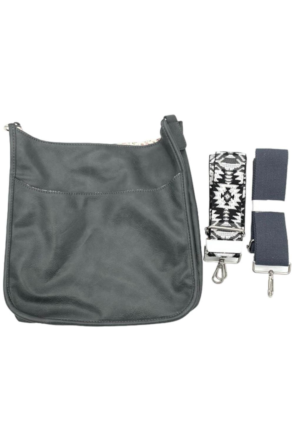 Классический мессенджер с застежкой на молнию и ремешком через плечо темно-серого цвета 9590₽