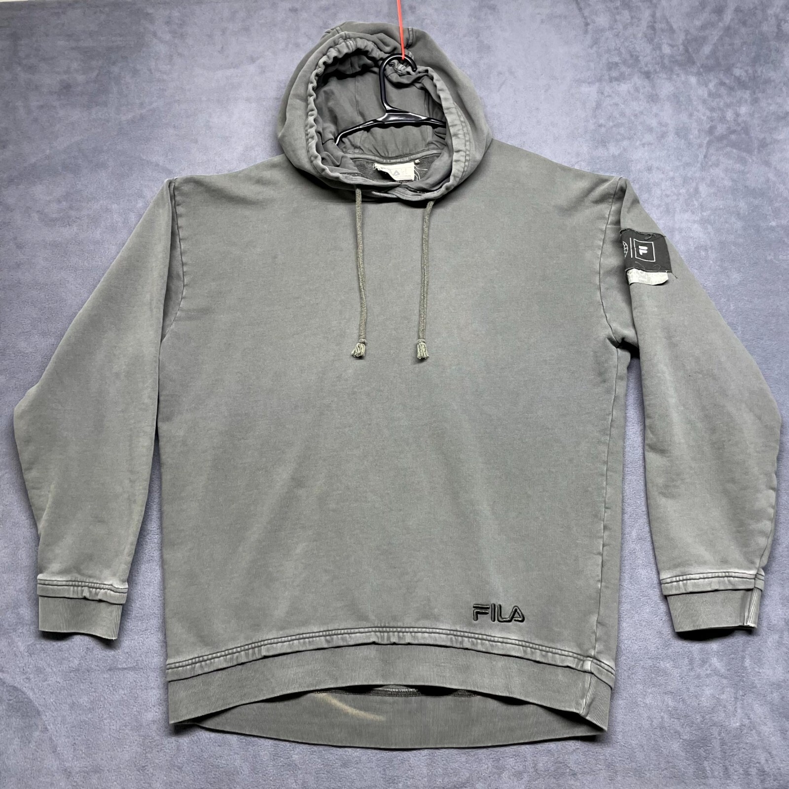 Fila Felpa Oversize con Cappuccio Uomo Piccola Grigio 100% Cotone Logo Pullover Manica Lunga