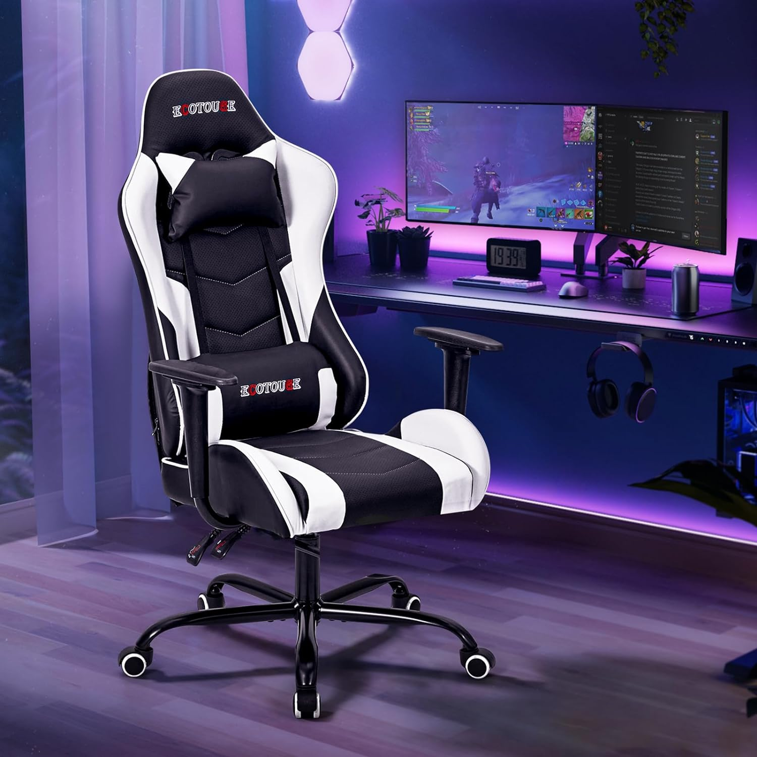 PC Gaming Chair Massage Ergonomic Office Desk Chair Racing PU Leather Recline...-image