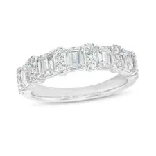 Vera Wang 1.20Ct Emerald Cut Lab Created Diamond 925 Silver Christmas Gift Band