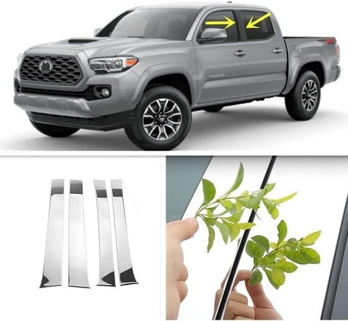 2016-2023 FOR TOYOTA TACOMA STAINLESS STEEL B-PILLAR TRIM COVER - 4 PC ERIDANUS - Picture 2 of 8