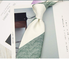 New Classic Striped White Green JACQUARD WOVEN 100 Silk Men's Necktie Tie