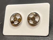 Silver Soccer Stud Earrings