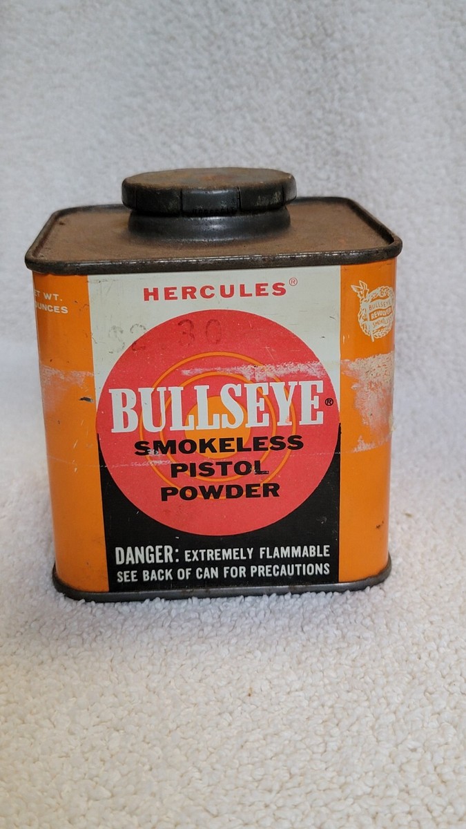 Hercules Smokeless Bullseye Pistol Powder Advertising Tin Can