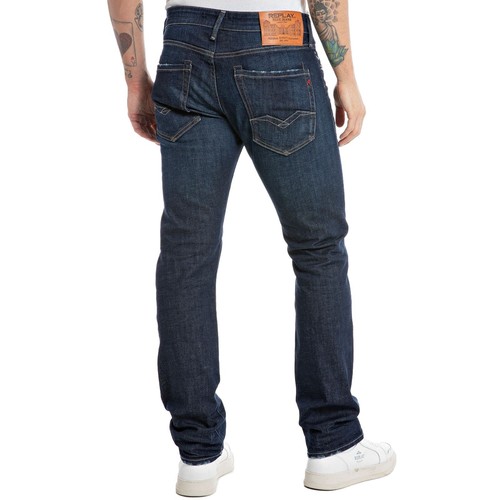 Replay Jeans - Men's Replay Waitom Regular Fit Denim Washed Dark Blue - Picture 3 of 6