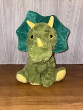 Goffa Dinosaur Plush Stuffed Animal Toy Sitting Triceratops Green - 10.5" Tall