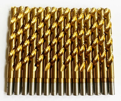 15 DEWALT TITANIUM 7/16'' HIGH SPEED STEEL DRILL BITS SPLIT POINT METAL GOLD HSS