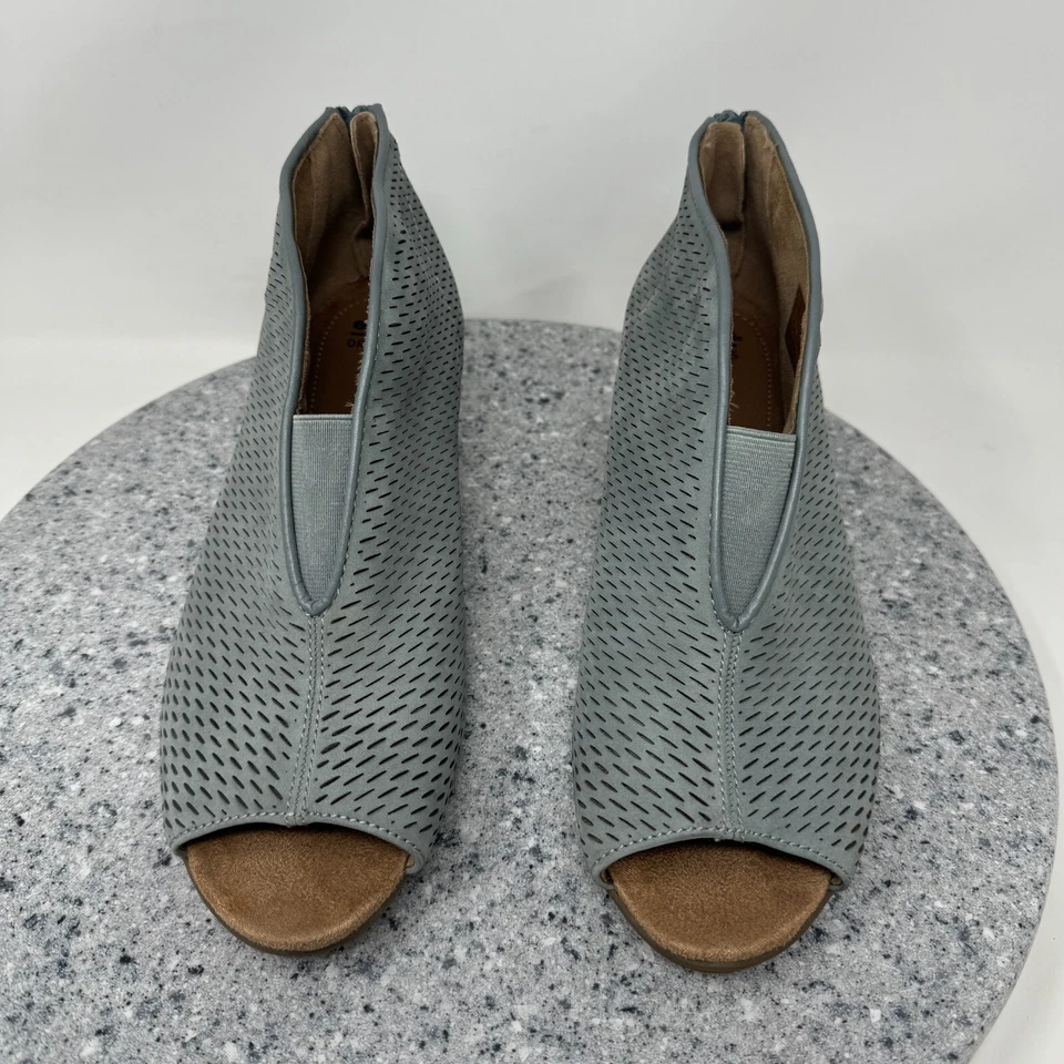 Earth Origins Botines Mujer 10 W Ancho Cuero Azul Punta abierta Carlon Carmen Zapatos Foto 4 de 4