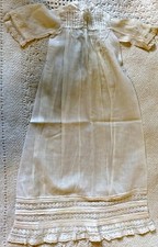 Antique White Cotton and Lace Christening Gown for Dolls