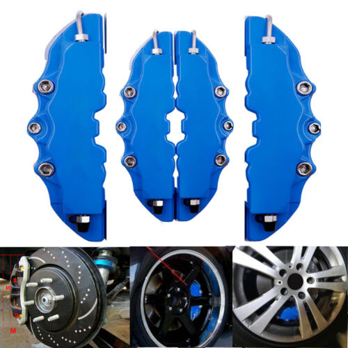 4PCS M+S 3D Blue Style Car Disc Brake Caliper Covers Front & Rear Accessories,