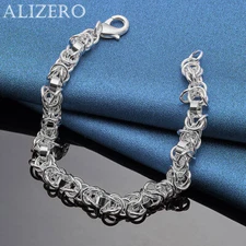 ALIZERO 925 Sterling Silver Many Circle Chain Bracelet Women Men Fashion Jewelry
