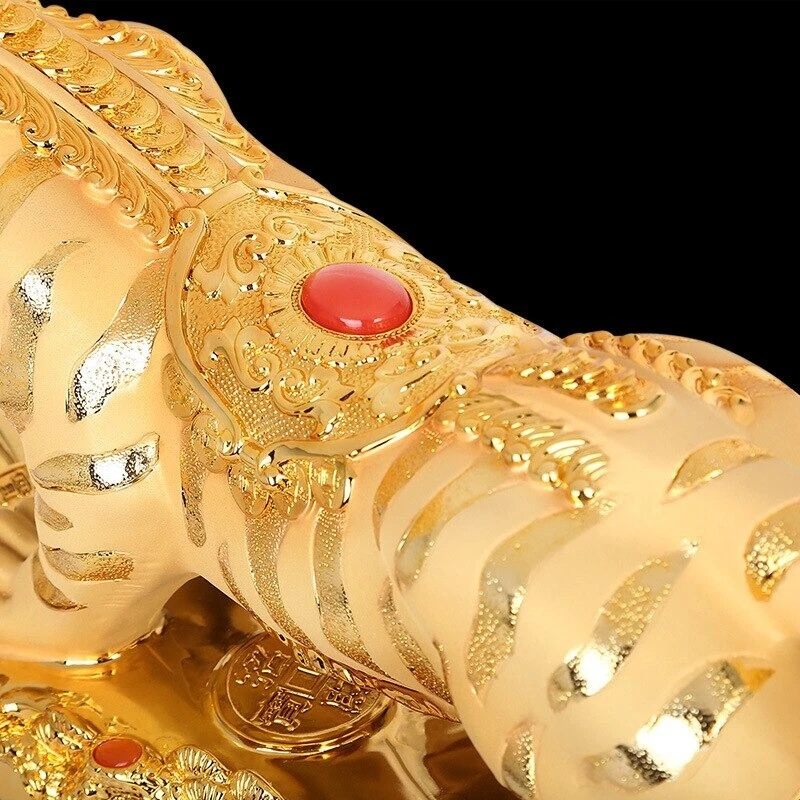 Estatua de resina de tigre de la suerte de 9,8" escultura estatuilla adorno mesa decoración del hogar Foto 4 de 4