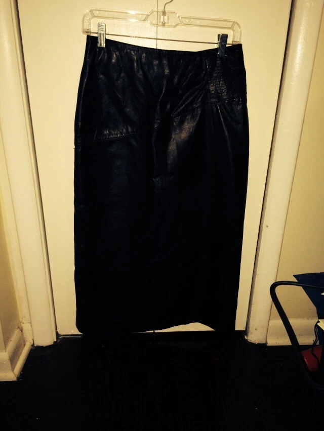 Falda de cuero Bruno Giovanni cintura negra 26 pulgadas redonda (aproximadamente) talla 10 Foto 2 de 4