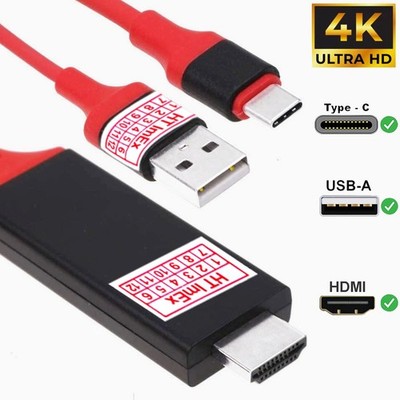 Rot Adapter USB-C zu HDTV HDMI Kabel bis zu 4K x 2K kompatibel für iPad (A16)