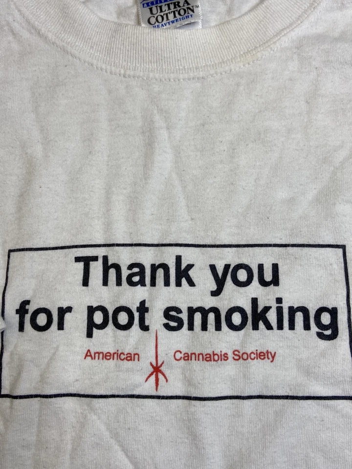 Vintage Thank You For Pot Smoking American Cannabis Society Men Shirt XL Gildan - Image 3 of 4