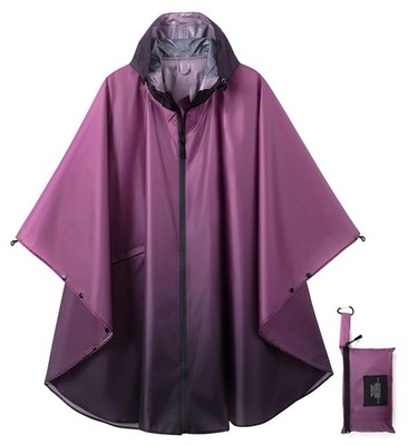 Hooded Rain Poncho Jacket with Zipper Pocket for Men  Women - Waterproof