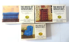 Vintage The House of Miniatures 3 Kits Blue Chippendale Couch, Chair & Chest