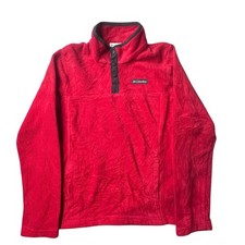 Columbia Fleece Pullover Kids L Red Steens Mountain Snap Mock Neck AY0154 Pocket