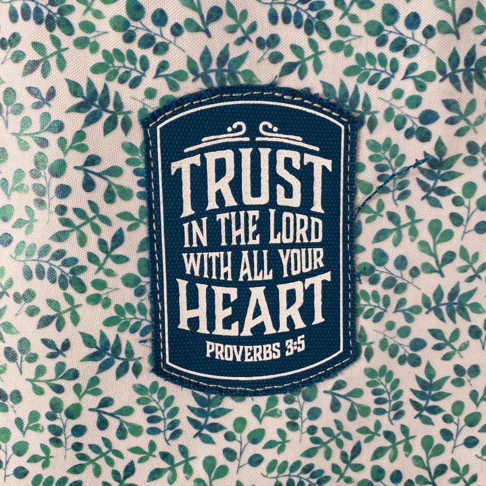 New Turquoise Blue Floral Canvas Tote Bag Christian Art Gifts Proverbs 15x14x4” - Image 2 of 4