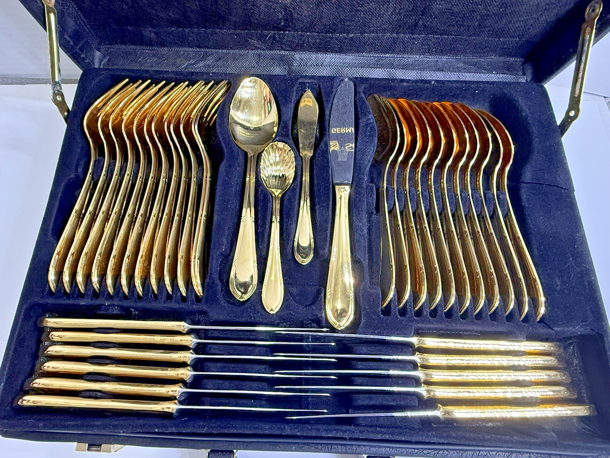 SBS社製　Solingen カトラリーセット （23/24K純金P）ディナー SBS-Bestecke Solingen 23/24K Gold Plated 71pc Complete Flatware