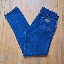Vintage Wrangler 13MWZ USA Cowboy Cut straight leg blue jeans 35"