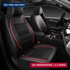 Universal FIT Piping Leather Two Front Seat Covers, Waterproof Faux Leather for
