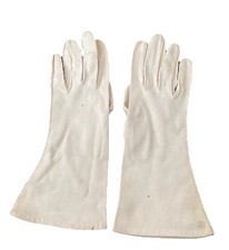 Vintage Gloves Cream Cotton Womens Stitched Size 6.5