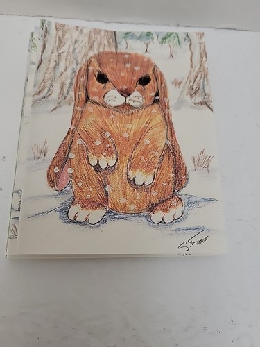 Vintage 6 Bunny Scene Greeting Blank Cards W Envelopes The Hungry Little Rabbits - Picture 1 of 6