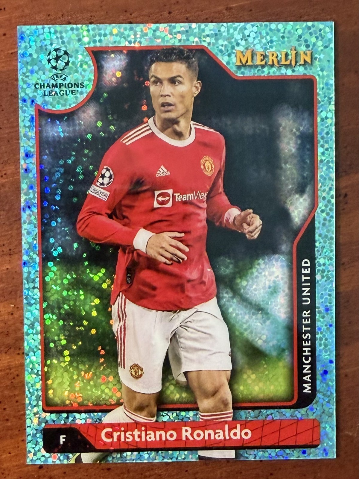 2021 Topps Merlin Chrome Cristiano Ronaldo Aqua Speckle Refractor /199