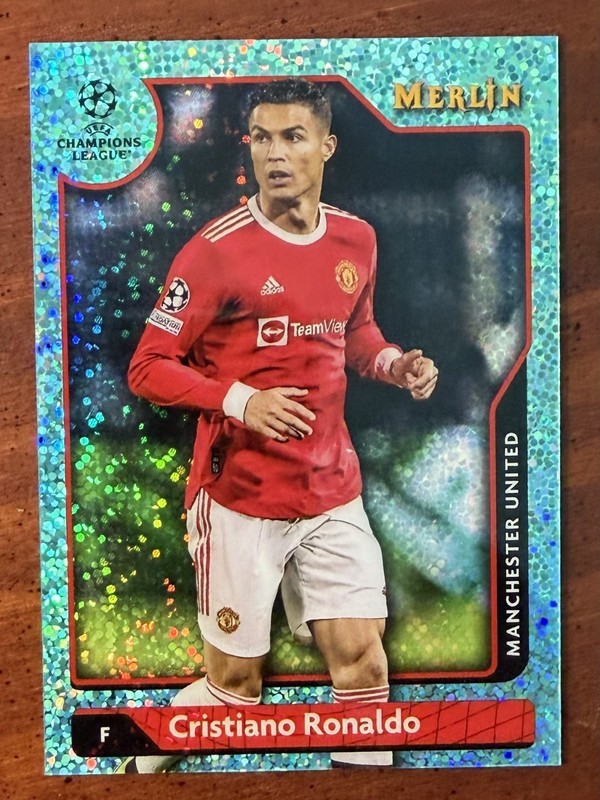 2021 Topps Merlin Chrome Cristiano Ronaldo Aqua Speckle Refractor /199