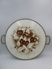 ANTIQUE PORCELAIN PLATED METAL FRAME NOUVEAU TRAY JUGENDSTIL GERMAN BAUHAUS