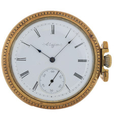 Antique 16 Size Elgin 15 Jewel Mechanical Pocket Watch 152 Gold Tone Running