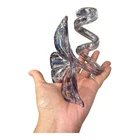 Vintage Murano Style Hand Blown Glass Flower Figurine Spiral Stem Art Glass 7"