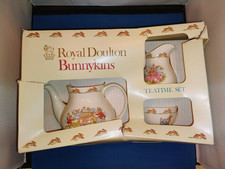 ROYAL DOULTON BUNNYKINS-TEA POT, CREAMER ,SUGAR BOWL SET VINTAGE 1986, RARE
