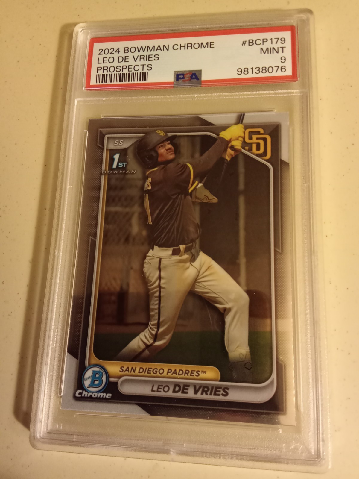 2024 Bowman Chrome Prospects Leo De Vries #BCP179 Graded PSA 9 Rookie Baseball