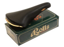 Sella San Marco Rolls PERFORATED BLACK Leather Saddle Brass Steel NEW in Box NOS