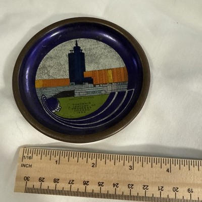 1933-34 Chicago Worlds Fair Tip Tray - Original Tag On Back Good Color See Pics