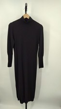 Quince Women Mongolian Cashmere Turtleneck Midi Sweater Dress Black S