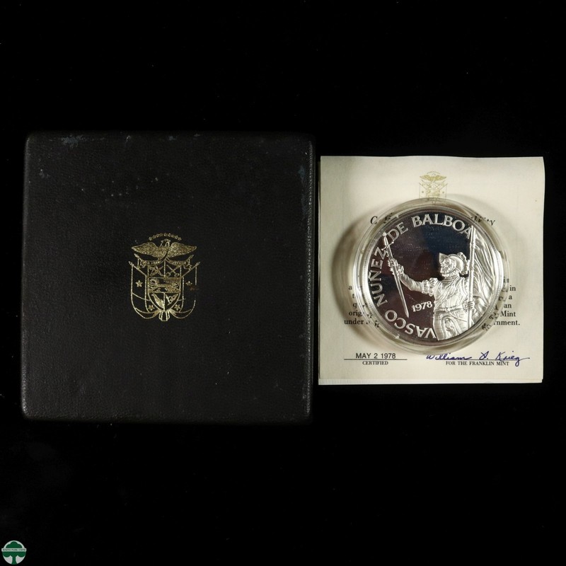3.8539 tr oz ASW - Franklin Mint 1978 Panama 20 Balboas Sterling Silver Proof
