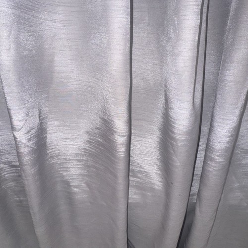 Silver Grey Curtain 1 Peice Pleated Faux Silk Lined Handmade Used Condition - Picture 7 of 13