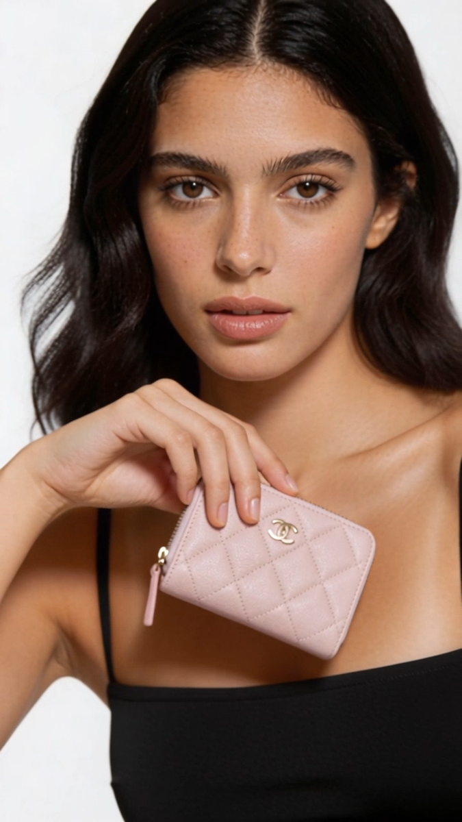 So Pretty & Rare Chanel 21S Pink Caviar Zipped Card Coin Purse