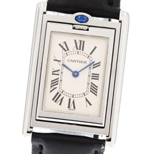 CARTIER TANK BASCULANTE MM W1011258 23.5mm SS Leather Silver Dial Quartz #C067 6