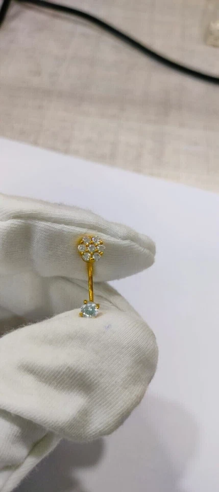 Round Cut Lab Grown Diamond Belly Button Piercing Ring Real 14K Yellow Gold Over - Image 3 of 4