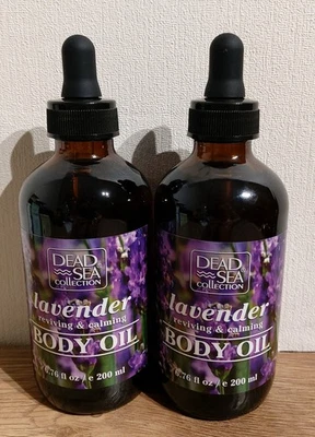 2 x 200ml LARGE Dead Sea Collection Lavender Body Oil reviving and calming