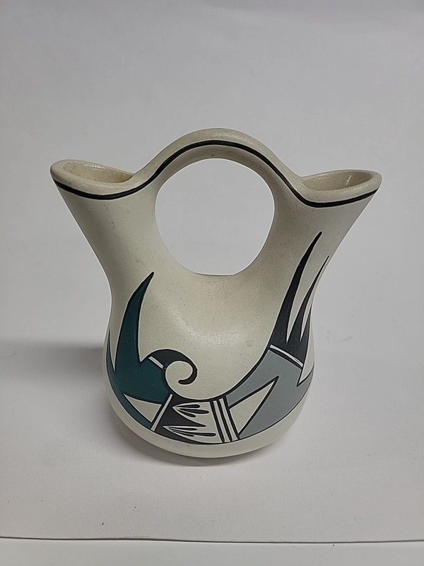 Small Wedding Vase Native American Pottery 4 1/2" Tall Signed and Numbered