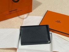 HERMES H-Serie Card Case Black Leather New