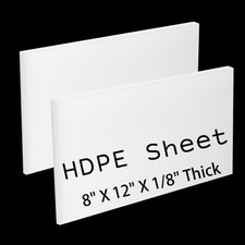 High-Density Polyethylene HDPE Plastic Sheet 1/8" Thick 8" X 12"- White HDP...